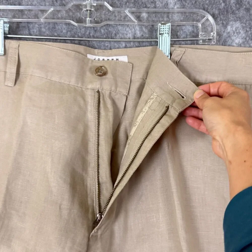 Joseph Abboud Linen Pants 42X29 Beige Flat Front Straight Leg Chino Preppy